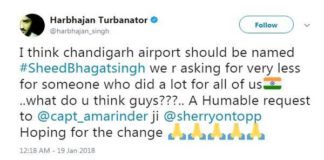 Shaheed Bhagat Singh, Harbhajan Singh, Chandigarh Airport