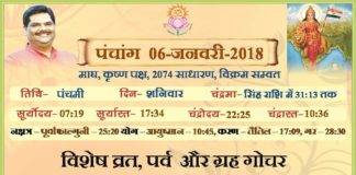 Panchang 2018 january, Shriguru Pawanji, Today's Panchang