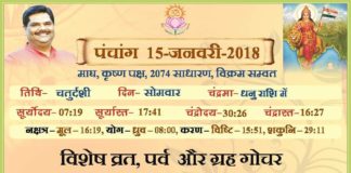 Panchang 2018 january, Shriguru Pawanji, Today's Panchang