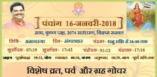 Panchang 2018 january, Shriguru Pawanji, Today's Panchang