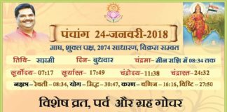 Panchang 2018 january, Shriguru Pawanji, Today's Panchang