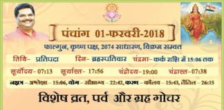 Panchang 2018 january, Shriguru Pawanji, Today's Panchang