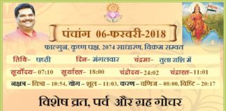 Panchang 2018 january, Shriguru Pawanji, Today's Panchang