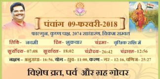 Panchang 2018 january, Shriguru Pawanji, Today's Panchang