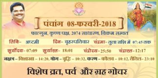 Panchang 2018 january, Shriguru Pawanji, Today's Panchang