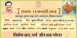 Panchang 2018 january, Shriguru Pawanji, Today's Panchang