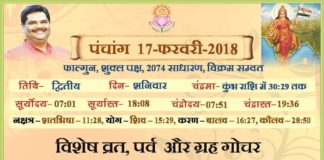 Panchang 2018 january, Shriguru Pawanji, Today's Panchang