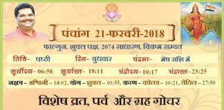 Panchang 2018 january, Shriguru Pawanji, Today's Panchang