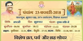 Panchang 2018 january, Shriguru Pawanji, Today's Panchang