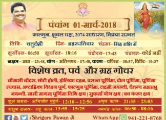 Panchang 2018 january, Shriguru Pawanji, Today's Panchang