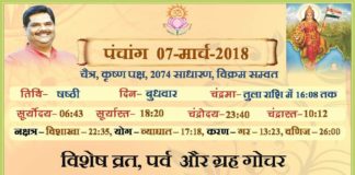 Panchang 2018 january, Shriguru Pawanji, Today's Panchang