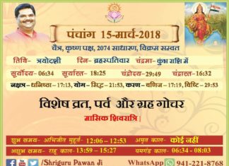 Panchang 2018 january, Shriguru Pawanji, Today's Panchang