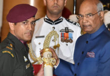 MS Dhoni receives Padma Bhushan