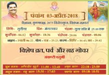 Panchang 2018, Shriguru Pawanji, Today's Panchang